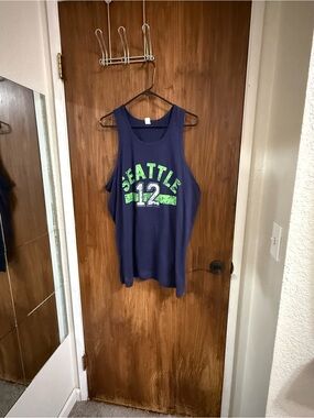 Seattle Seahawks 12 Navy Tank Top with Green Graphic